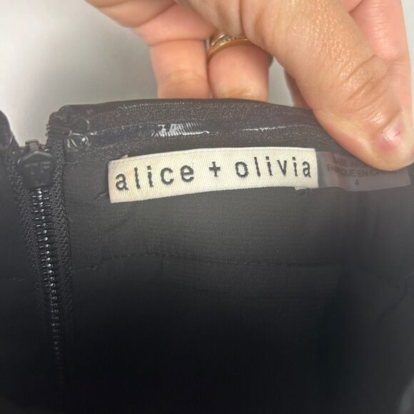 ALICE AND OLIVIA KELLY SQUARE BUST FAUX LEATHER MINI DRESS - Picture 8 of 13